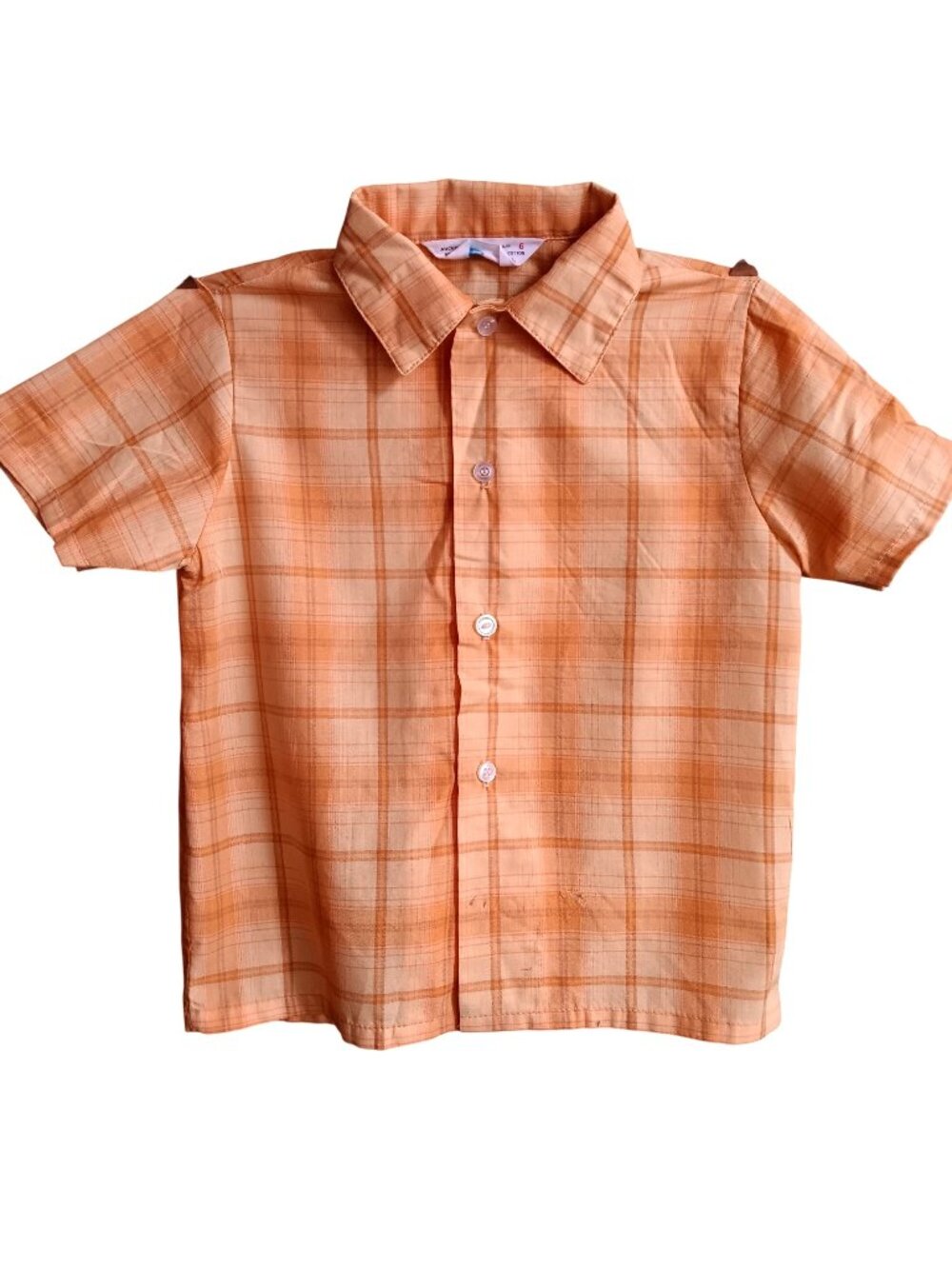 Perma-Prest Vintage Boys 6 Shirt Sears 1960's Plaid Polyester/Cotton Blend USA